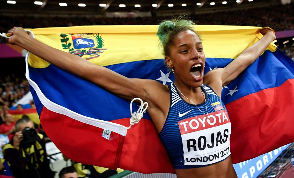 L’incontenibile gioia per la vitoria da parte di Yulimar Rojas (Reuters)